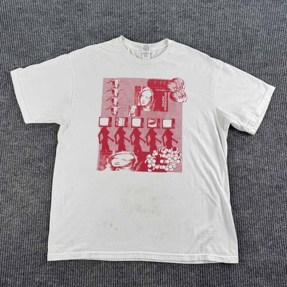 Dark Medicine Graphic T Shirt Men XL White TV Head Streetwear Gildan Hammer